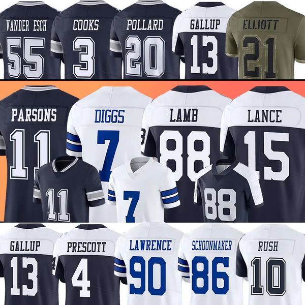 11 MICAH Parsons Ceedee Lamb Cowboyes Jersey Dak Prescott Trevon Diggs DeMarcus Lawrence Leighton Vander Esch Tony Pollard uomini cuciti da donna Giovano