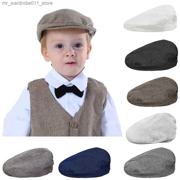 Berretti Cappelli Neonati maschi Cappello piatto a spina di pesce Bambini Driver vintage Strilloni Bambino morbido con fodera Berretto infantile spesso inverno caldo Accessori Q231216