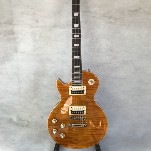 Atacado loja personalizada 58 cor esfumaçada tigre chama guitarra elétrica esquerda padrão lp guitarra mão esquerda quente!