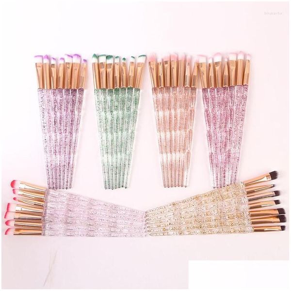 Pincéis de maquiagem 7 Crystal Diamond Rod Eye Brush Soft Cerda Textura Conjunto Portátil Decoração Ferramentas de Volume Drop Delivery Saúde Beleza Dhou3