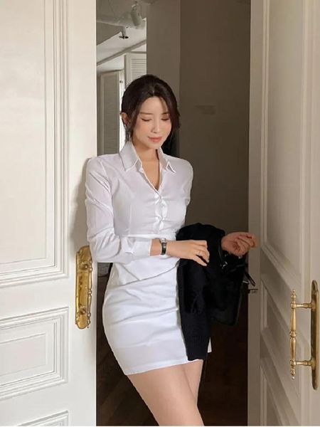 Dress Summer Women Shirt Shirt White Evening Female Vintage Maxi Party Beach Womes Dresses Casual Elegant Prom Long Maniche Bodycon