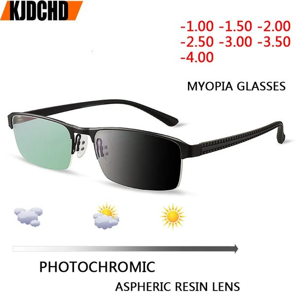 Moda óculos de sol quadros jie.b transição óculos de sol pochromic miopia óculos acabados miopia óculos para homem computador óculos ópticos quadro 231215