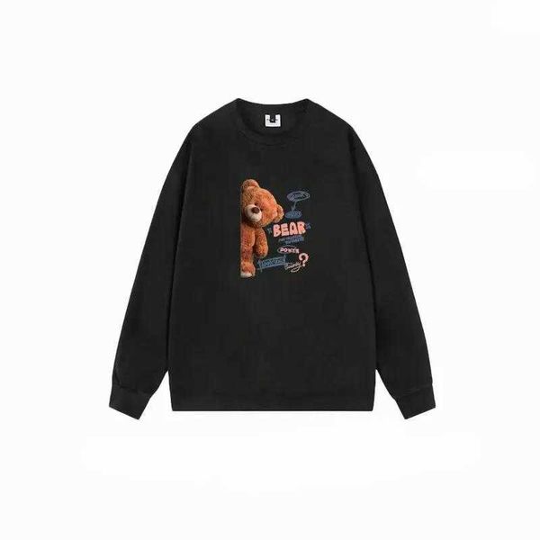 Erkek Hoodies Sweatshirts Erkek Hoodies Tasarım Sevimli Ayı Grafik Erkekler Gevşek Üstler Süet Günlük Yuvarlak Boyun Külotları Kore Moda UNISEX SÜRESİ