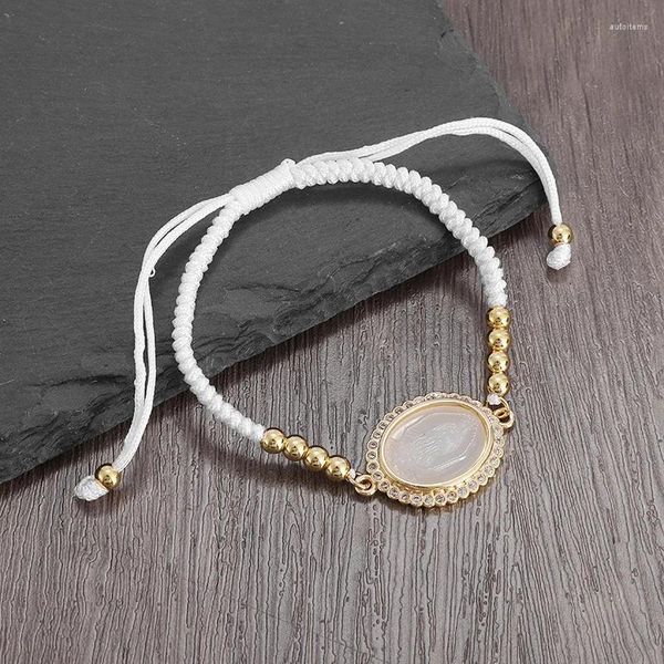 Gliederarmbänder, exquisite handgewebte, verstellbare Manschettenkette der Jungfrau Maria, personalisiertes klassisches religiöses Amulett-Maskottchen-Zubehör