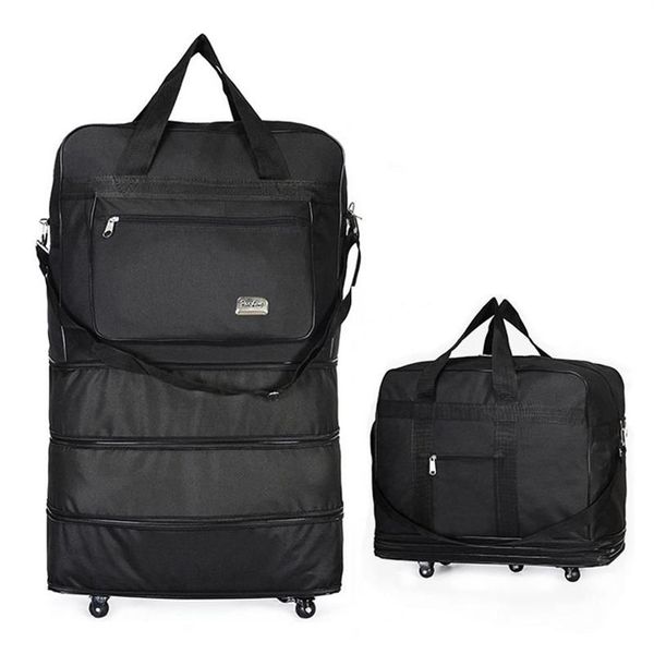 Duffel -Taschen tragbarer Reisetasche Rolling Air Roller Erweiterbares Oxford -Stoff Gepäck mit Radnacht über Nacht249e