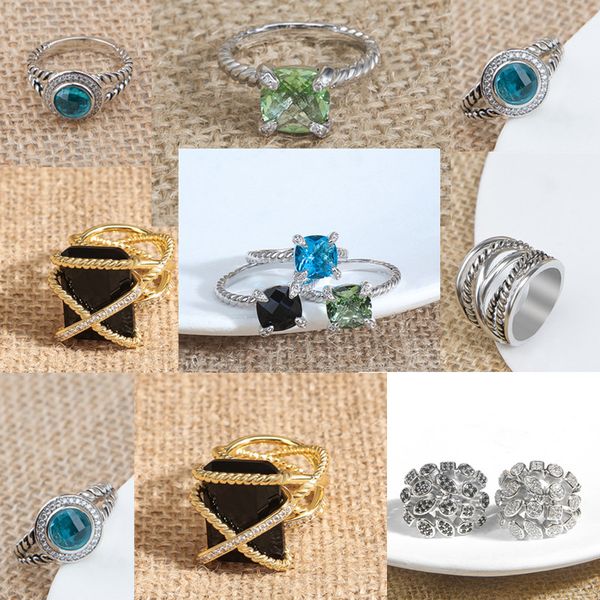 DY Twisted Vintage Eheringe für Männer und Frauen, personalisierter Retro-Paar-Designer-Dy-Ring mit Diamanteinlage aus 925er Silber, Verlobung, Weihnachtsschmuck, Geschenk