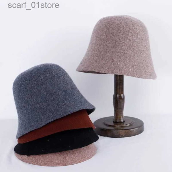 Cappelli a tesa larga Cappelli a secchiello in lana Donna Cappello da pescatore Inverno Cs per le donne Moda calda campana She Dome Cappelli a secchiello Stile coreano Autunno Donna C GorrasL231216