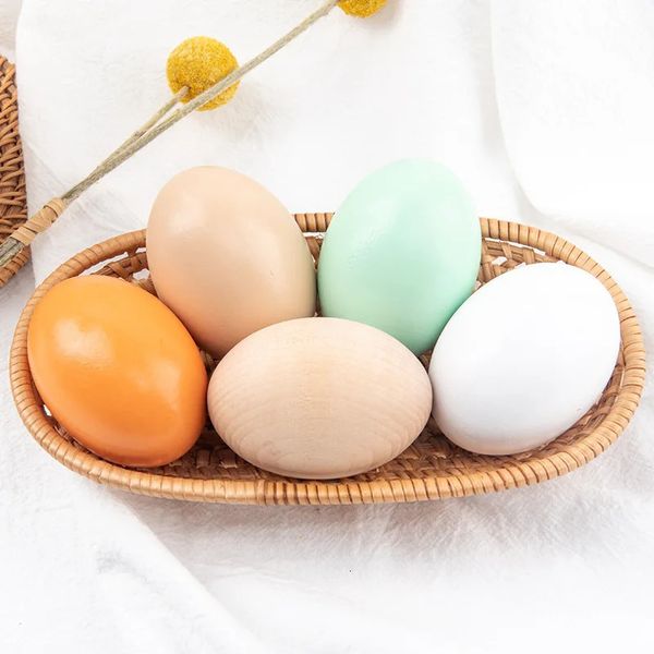 Le cucine giocano alimenti a legno simulazione uova all'ingrosso dipinto di colore pasquale dipinto di anatra uova anatra fai -da -te giocattoli per bambini in legno per bambini in miniatura 231216
