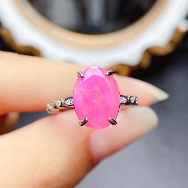 Anelli a grappolo Anello di fidanzamento con opale di fuoco rosa Argento sterling 925 Matrimonio antico Regalo di anniversario retrò Promessa nuziale