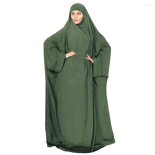 Etnik Giyim Ramazan Eid Kapşonlu Arap Müslüman Kadınlar Khimar Dua Giyinliği Bir Parçalı Tam Kapak İslami Abaya Arap Robe Kaftan