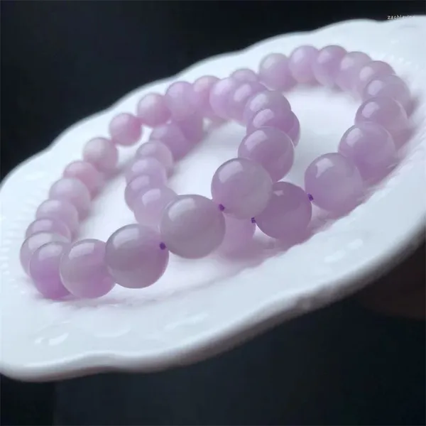 Braccialetti di collegamento Braccialetto di kunzite naturale Spodumene Perline di pietra Fascino delle donne Semplice Cerchio Braccialetti di filo Yoga Energia Gioielli da polso 9mm