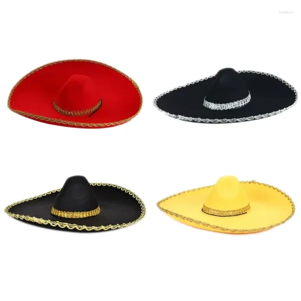 Baretten Volwassen Ronde Vilt Sombrero Hoed Met Opgerolde Rand Dames Heren Casual Winter Herfst Maskerade Carnaval Party Festival Mexico