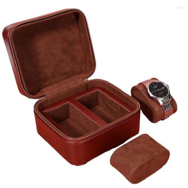 Bolsas de jóias N1HE Soft Lining Watch Box 2 Slot Display Case Viagem portátil para homens