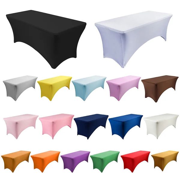 Toalha de mesa Spandex ajustada capa de mesa elástica para 4 pés 5 pés 6 pés 8 pés mesa dobrável toalha de mesa de coquetel retangular perfeita para banquete de casamento 231216