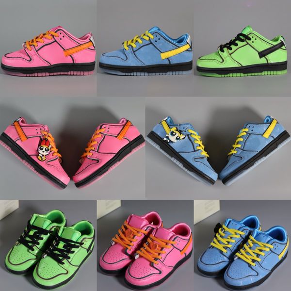 Powerpuff Kids Scarpe firmate basse Ragazzi Ragazze Bubbles Blossom Ranuncolo Bambino Scarpe da ginnastica Skateboard scarpe da ginnastica neonati bambini giovani scarpe per bambini US 4 anni 5 anni