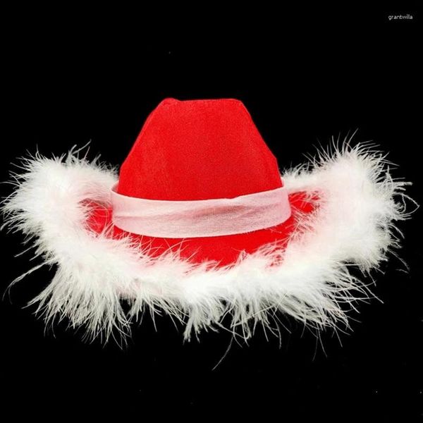 Berets Natal Cowboy Chapéus Jazz Hat para Mulheres Festival Modelo Show Feltro Adulto Adolescentes