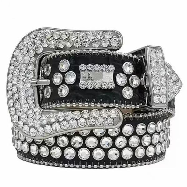 2022 Designer Cintura Bb Cinture Simon per uomo Donna Cintura con diamanti lucidi Nero su nero Blu bianco multicolore con strass scintillanti as203I