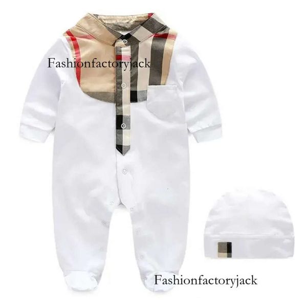 2023 Tasarımcı Bebek Bodysuit Ekose Giysiler Seti (Şapka ile) 0-1 Yıl% 100 Pamuklu Bodysuit Yenidoğan Bebek Bodysuit İki Parçalı Bodysuit Pantolon
