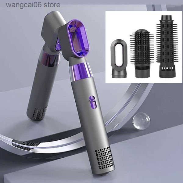 Secador de cabelo elétrico 3 em 1 escova de secador de cabelo acessível pente de ar quente rolos de volume iônico secador profissional e kit de ferro plano ferramentas de estilo frete grátis t231216