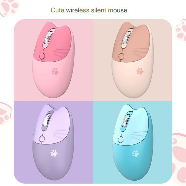 Combos Dualmode Mouse 2,4g Беспроводная мышь Bluetooth Мышь Симпатичные мультяшные мыши Эргономичная 3d офисная мышь для девочек Подарочный ПК Планшет