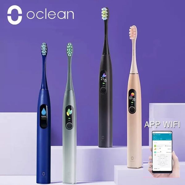 Escova de dentes elétrica sônica, branqueamento de dentes, vibrador, escova sem fio, 40 dias, limpador ultrassônico, aplicativo inteligente, wi-fi, verificação 231215