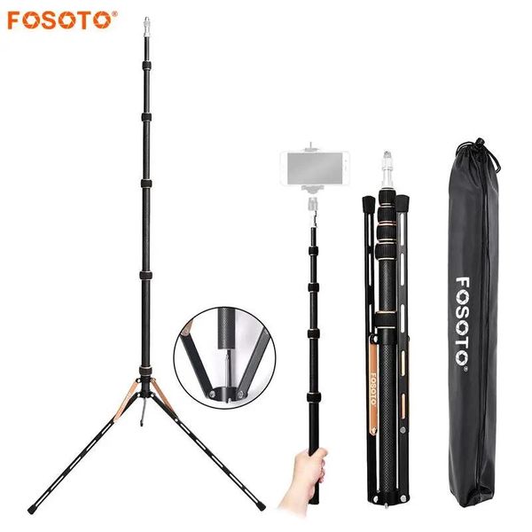 Halter Fosoto FT220 Kohlefaser-LED-Lichtstativ mit 2 Schrauben Kopf für Fotostudio, Fotobeleuchtung, Blitzschirm, Reflektor