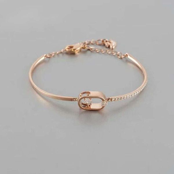 S925 Silber Armband Swarovski Designer Luxus Mode Damen Oval Beating Heart Roségold Weiß Diamant Geschenk Armband für Freundin