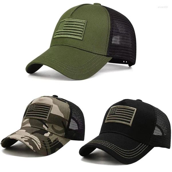 Bonés de bola Bordados EUA Bandeira Malha Boné de Beisebol Verão Respirável Chapéu Homens Mulheres Chapéus Táticos Hip Hop Outdoor Sport Sunshade