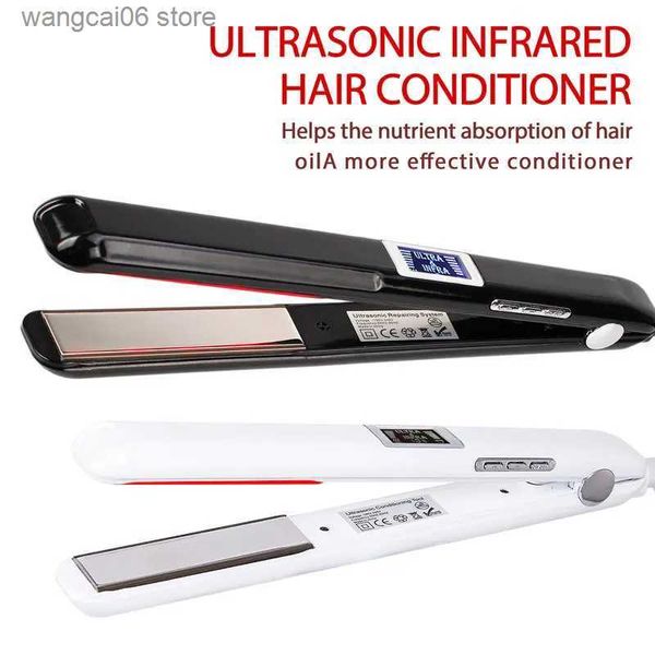Encrespadores de cabelo alisadores ultra-sônicos infravermelhos alisador de engomar a frio reparação de cerdas de cabelo e alisamento elétrico de cabelo liso tala T231216