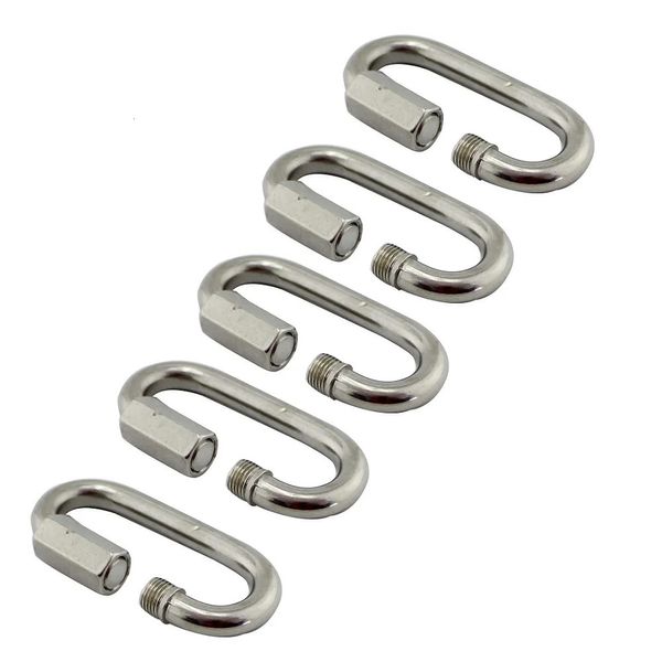 Karabinacılar 5pcs Paslanmaz çelik Carabiner Hızlı Bağlantı 5mm 6mm 7mm 8mm 8mm Zincir Konektör Hamak Kampı ve Dış Mekan Ekipmanı 231215