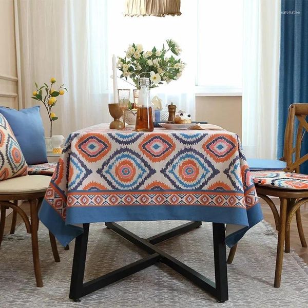 Tovaglia di cotone spesso tovaglia di lino tessuto arte rurale stile americano retrò casa rettangolare tappetino da pranzo tè J9A4032