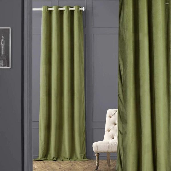 Шторы HPD Портьеры за полцены VPCH-160412-108-GRBO Signature Grommet Blackout Velvet (1 панель) 50 дюймов X 108 Perenial Green