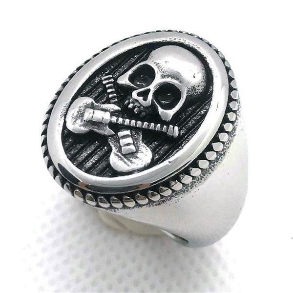 5 pezzi Taglia 7-14 Anello per chitarra con teschio in argento dorato Anello in acciaio inossidabile 316L Uomo Ragazzo Biker Musica rock Anello con teschio296K