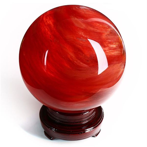 Cerca de 60mm calor de alta temperatura esfera de quartzo vermelho ponto de cristal ball237i