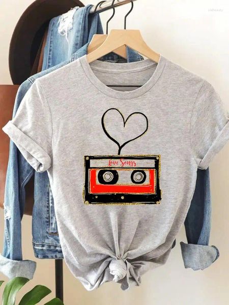 T-shirt da donna Vintage Music Trend anni '90 Abbigliamento moda Manica corta T-shirt casual Abbigliamento Stampa Donna Donna Estate Graphic Tee