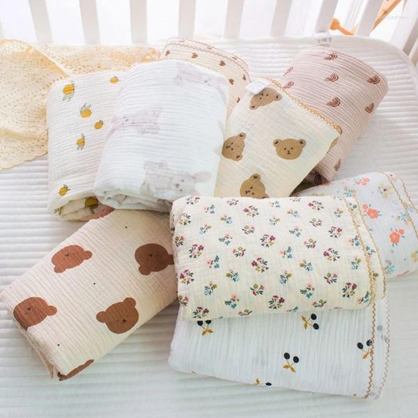 Decken Baumwolle Babydecke für geborene Kleinkind 2 Schichten atmungsaktive Quilts Kinderwagen Abdeckung Kindergarten Dusche Geschenk