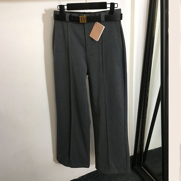 Pantaloni da donna con lettere e cintura Pantaloni formali da donna di design di lusso Pantaloni casual quotidiani grigi neri