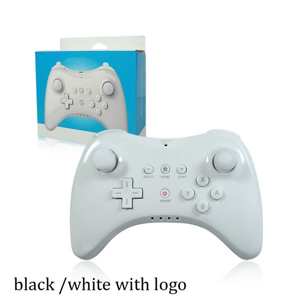 Controller remoto wireless Bluetooth doppio analogico USB WII U Pro Game Gamepad per Nintendo Wii U WiiU Bianco Nero Con scatola al dettaglio WUP-005