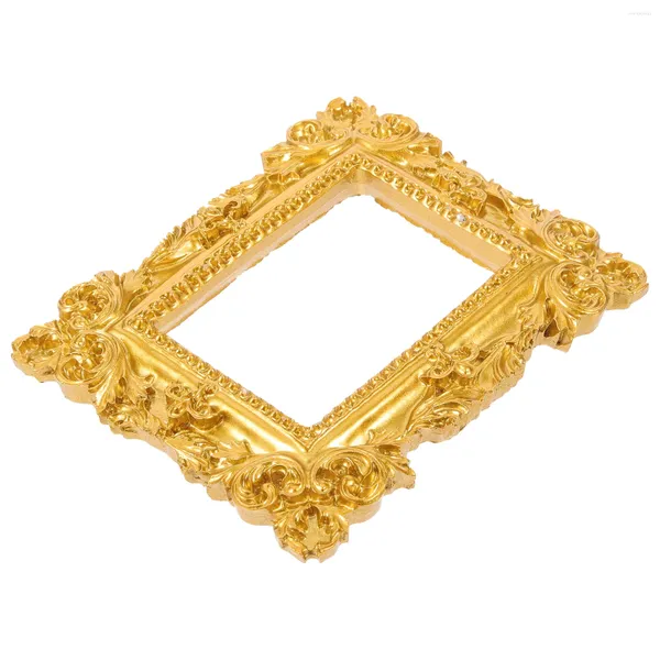 Cornici Cornice in resina rettangolare retrò Golden Mini Po Desktop Ornament Display per gioielli per la decorazione della casa della camera da letto