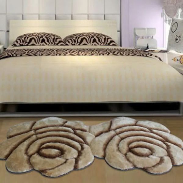 Teppich Mode Kreative Blume Geformt Teppich Europa 3D Doppel Rose Teppiche Für Dekorieren Wohnzimmer Schlafzimmer Zarte Persönliche Weiche Matte 231216
