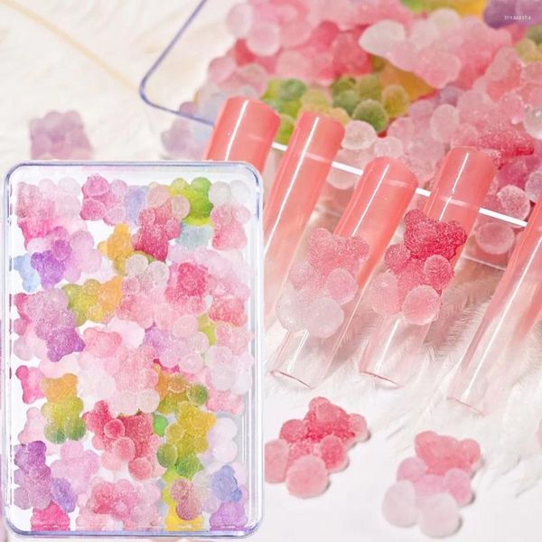 Nail Art Dekorationen 50 Stück Zuckerbär Charms 3D Kawaii Farbverlauf Gummiartige Fingerspitzen Ornamente Y2K Gelee Harz Niedliche Teile Zubehör