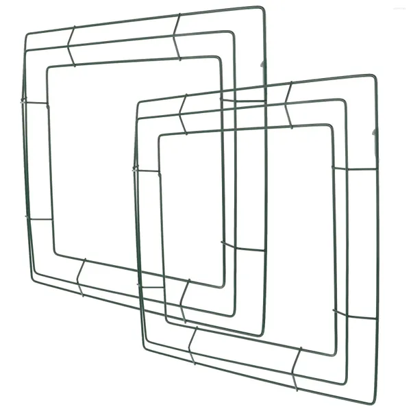 Декоративные цветы, 2 шт., квадратная гирлянда, железный венок, кольцо, настенное рождественское основание, цветочный декор, рамка, цветочный аксессуар, сделай сам