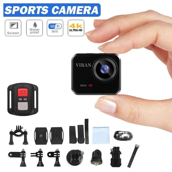 Câmeras de vídeo de ação esportiva 4K 30fps Câmera Ultra HD Wifi Mini Outdoor Waterproof Bike Motorcycle Capacete Sport Dash Cam para carro bicicleta 231216