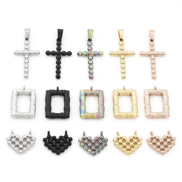 Encantos 304 aço inoxidável cruz coração retângulo pingentes para fazer jóias colar brincos pulseiras diy artesanato descobertas 1 pçs