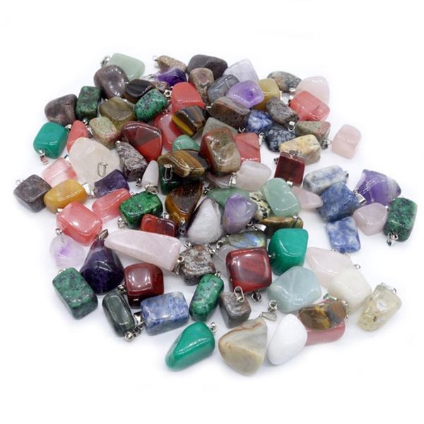 Moda sortidas pingentes pêndulo pedra natural aleatória misturada forma irregular encantos jóias bv010262b