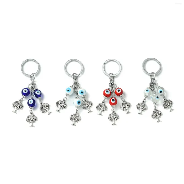 Schlüsselanhänger 15 Stück glasierte Harzperlen Baum des Lebens Charms Schlüsselanhänger für Frauen Männer Türkisch Blau Evil Eye Tasche Schlüsselanhänger Schmuck