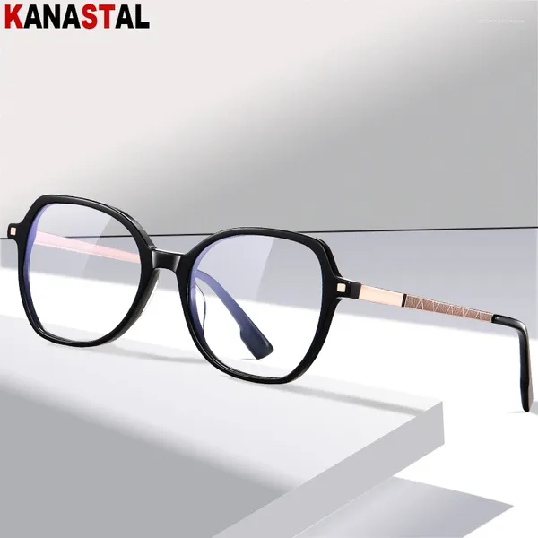 Óculos de sol feminino azul luz bloqueando óculos na moda acetato fibra metal óculos prescrição quadro masculino anti ray óculos de computador