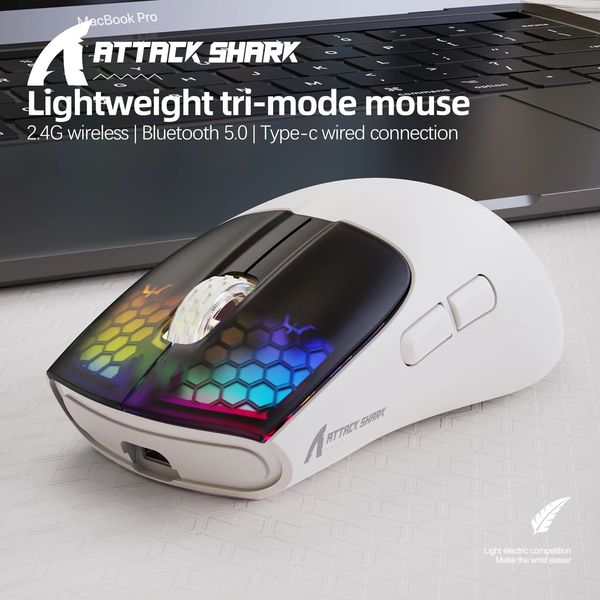 Ratos X5 RGB Tri Mode Wireless Gaming Mouse 4000 DPI Leve Type C Com Fio 2.4G BT5 0 6 Botão 300MAH MiniMice 231216