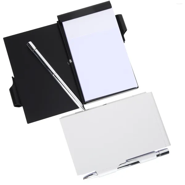 Blocco note tascabile in metallo da 2 pezzi con custodia e penna portatile per la scuola dell'home office