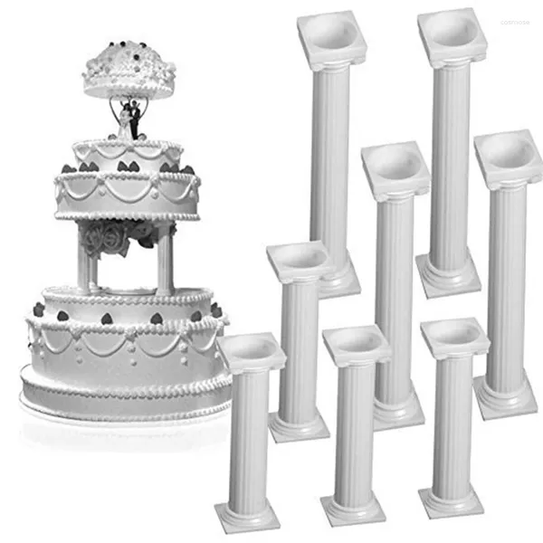 Stampi da forno 8 pezzi/set pilastri per torta in plastica bianchi piccoli e grandi, supporto per matrimonio, supporto per fondente, stampo per San Valentino